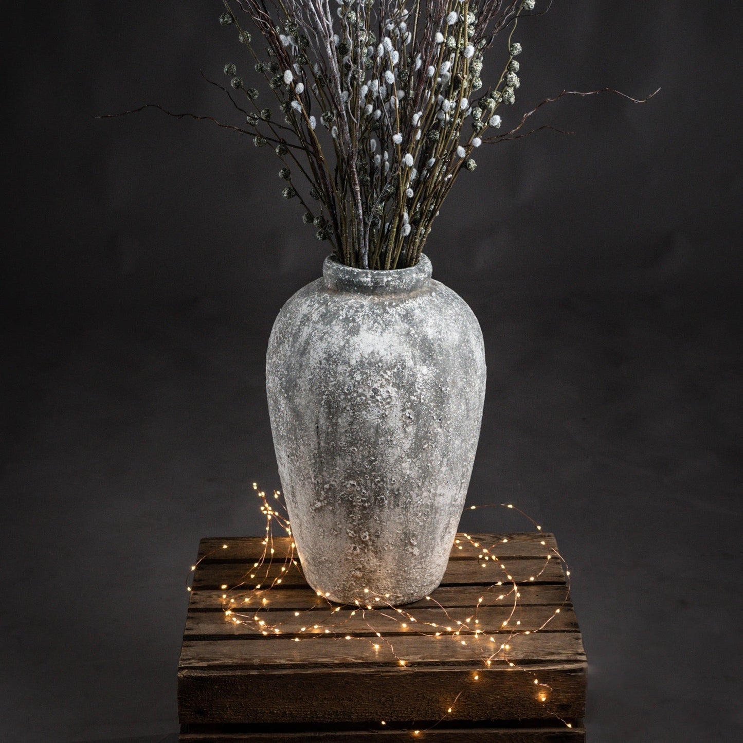 Aged Stone Tall Ceramic Vase Copper Pallas