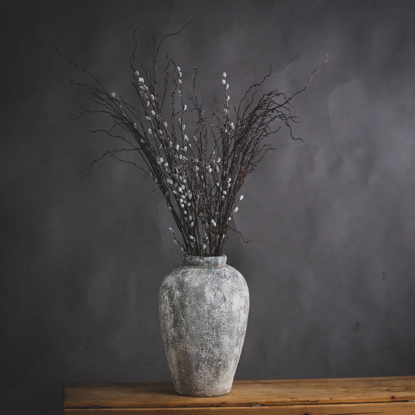 Aged Stone Tall Ceramic Vase Copper Pallas