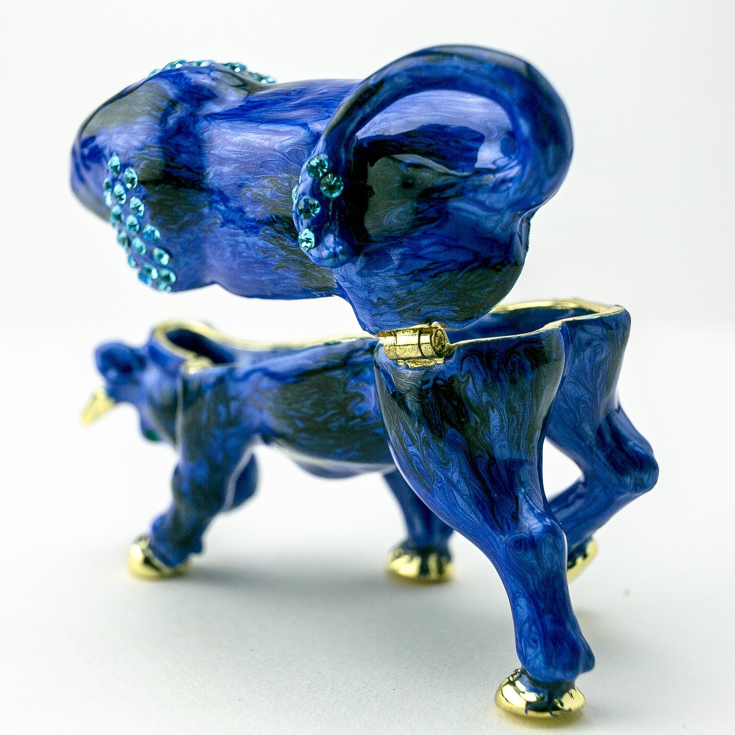 Blue Bull Figurine - Handcrafted Decorative Box Orchid Menoetius