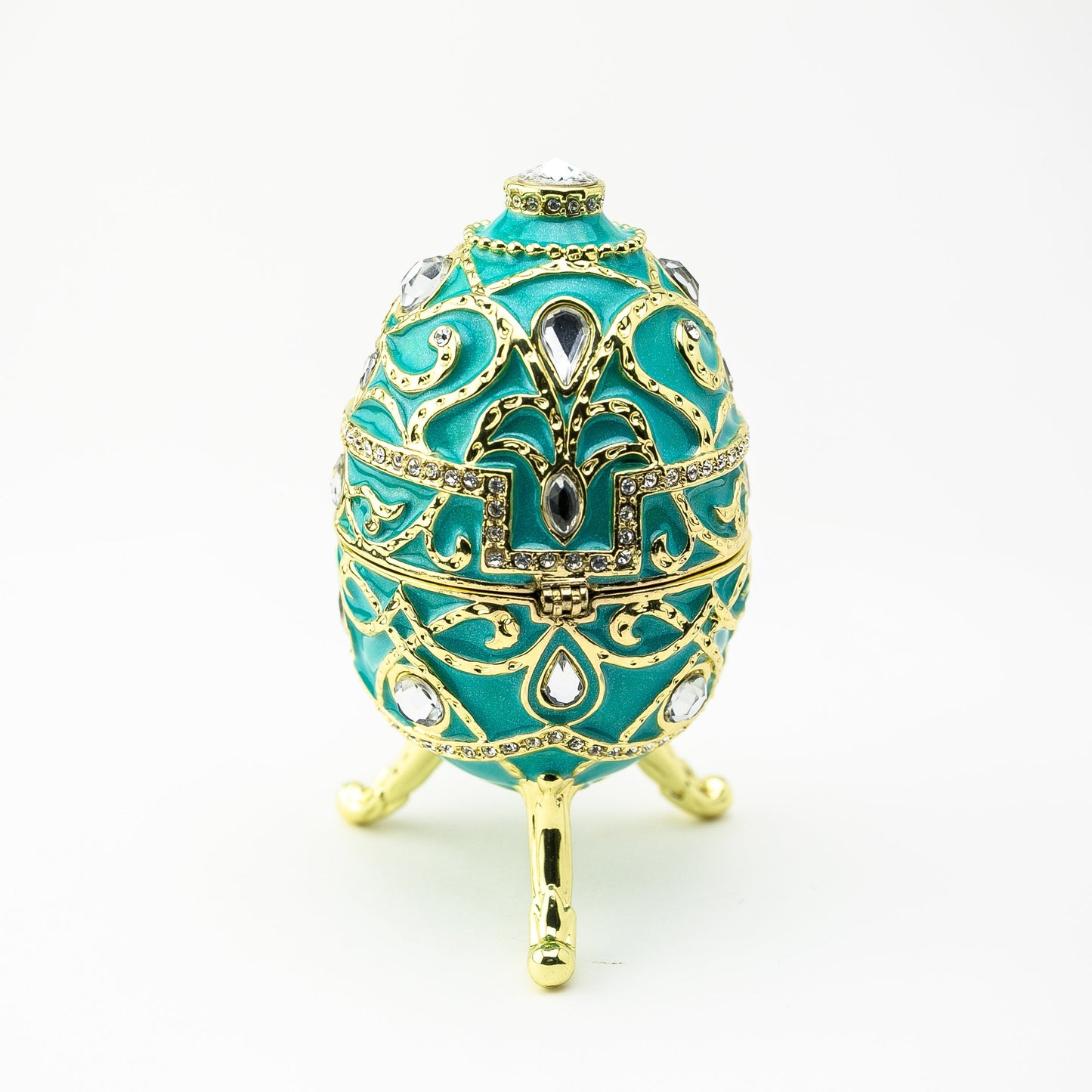 Turquoise Music Playing Russian Egg - Handcrafted Enamel Decorative Box Orchid Menoetius
