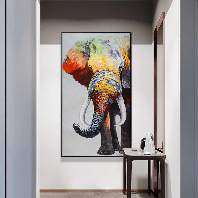 Elephant Oil Painting Canvas Animal Wall Home Living Room Decor White Elephant Shopper