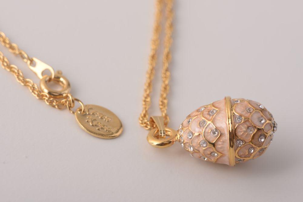 Light Pink Egg Pendant Necklace - Handcrafted Enamel Jewelry Orchid Menoetius