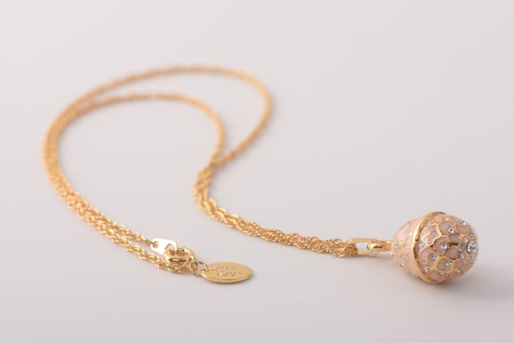 Light Pink Egg Pendant Necklace - Handcrafted Enamel Jewelry Orchid Menoetius