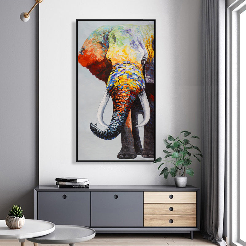 Elephant Oil Painting Canvas Animal Wall Home Living Room Decor White Elephant Shopper