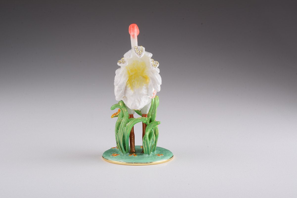 White Flamingo - Handcrafted Enamel Trinket Box Orchid Menoetius