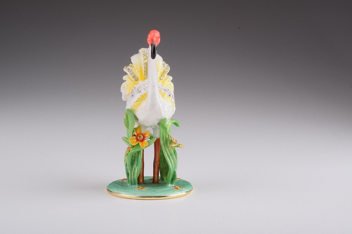 White Flamingo - Handcrafted Enamel Trinket Box Orchid Menoetius