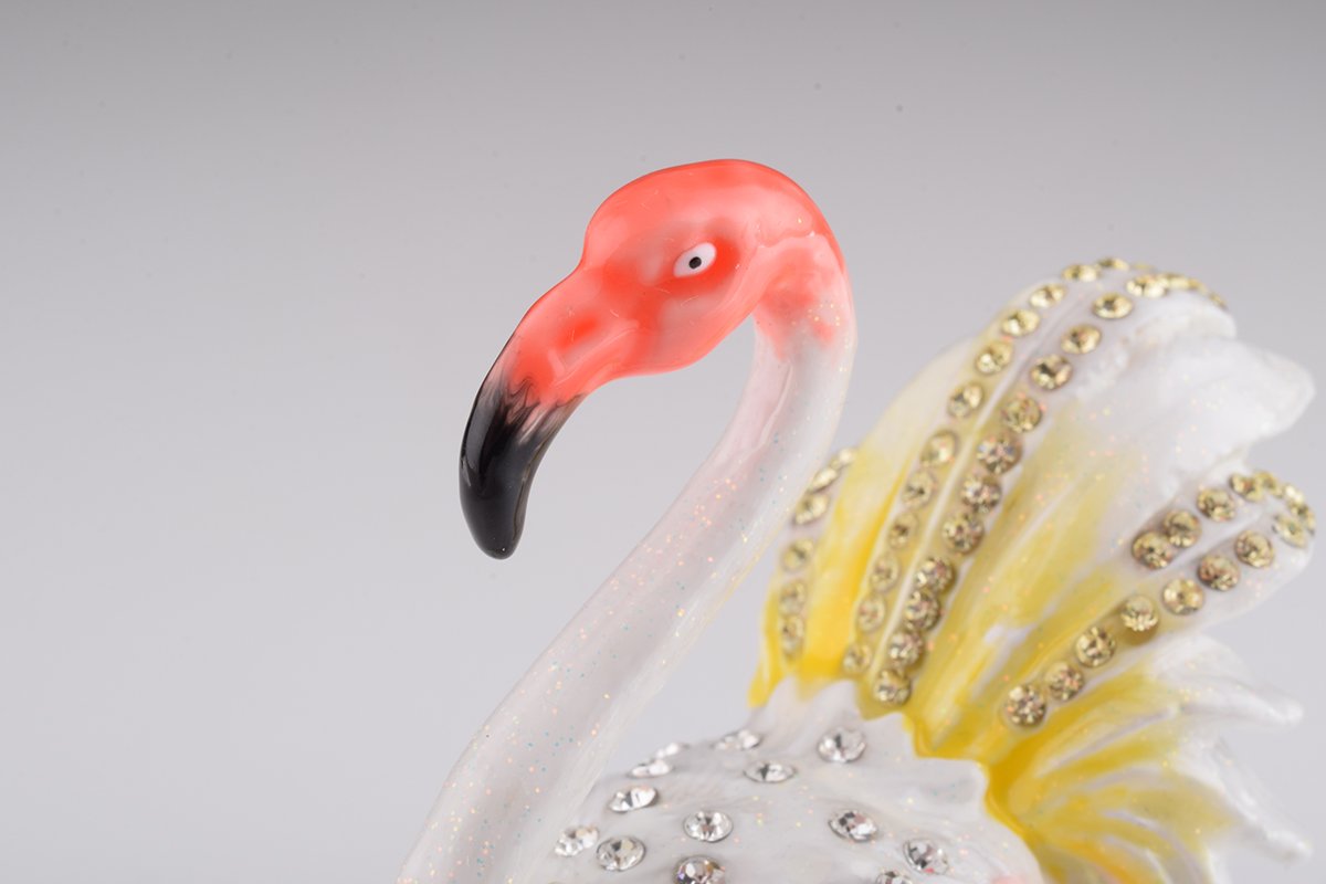 White Flamingo - Handcrafted Enamel Trinket Box Orchid Menoetius