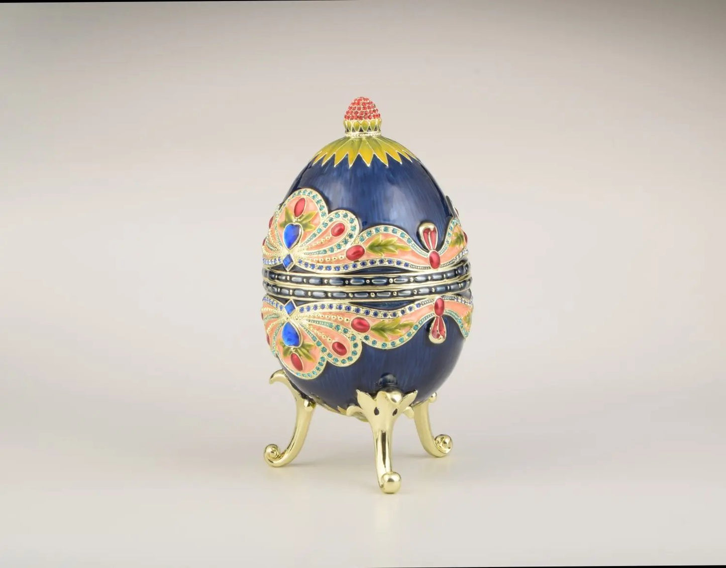 Blue Colorful Russian Faberge Style Egg Decorated Orchid Menoetius