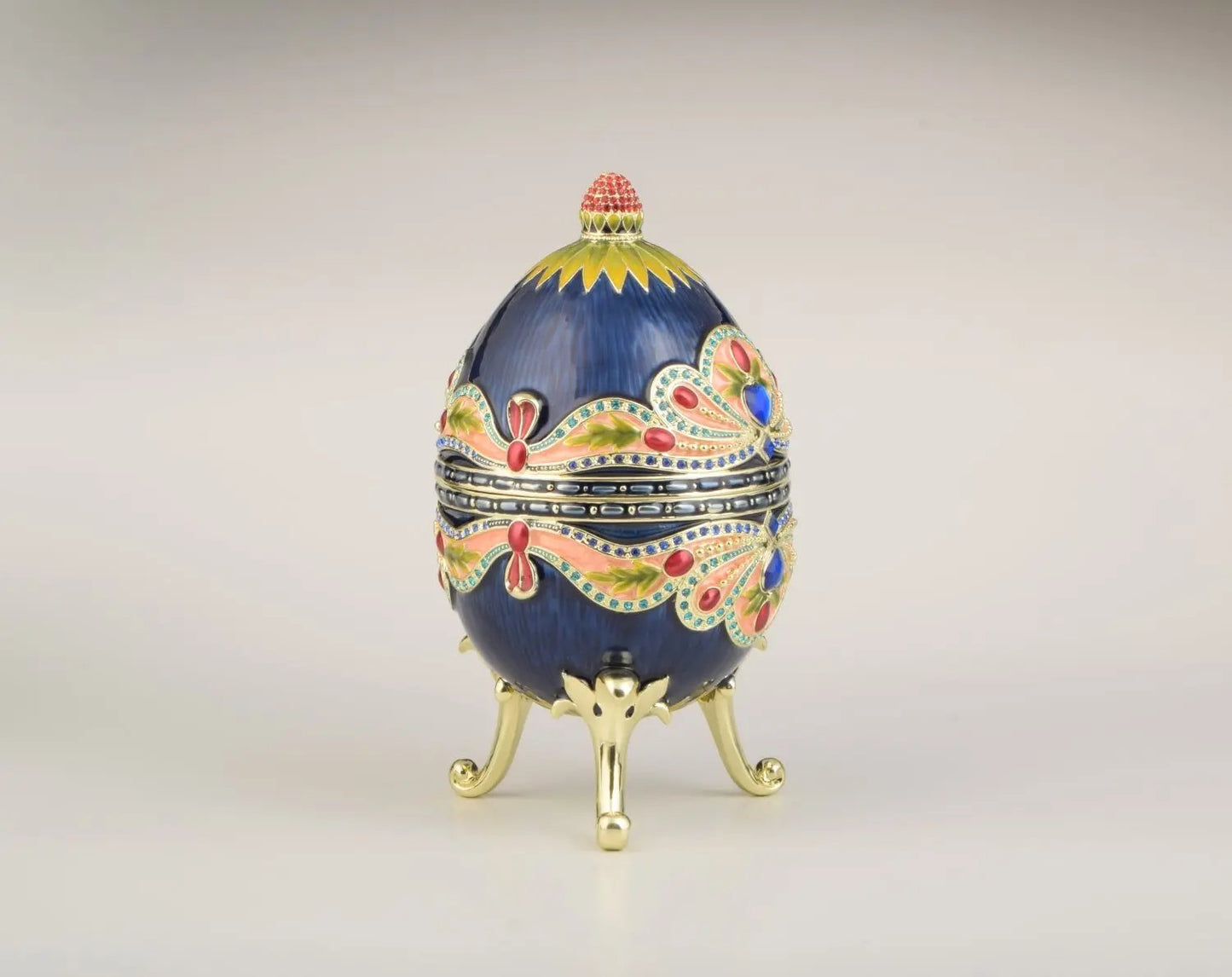 Blue Colorful Russian Faberge Style Egg Decorated Orchid Menoetius
