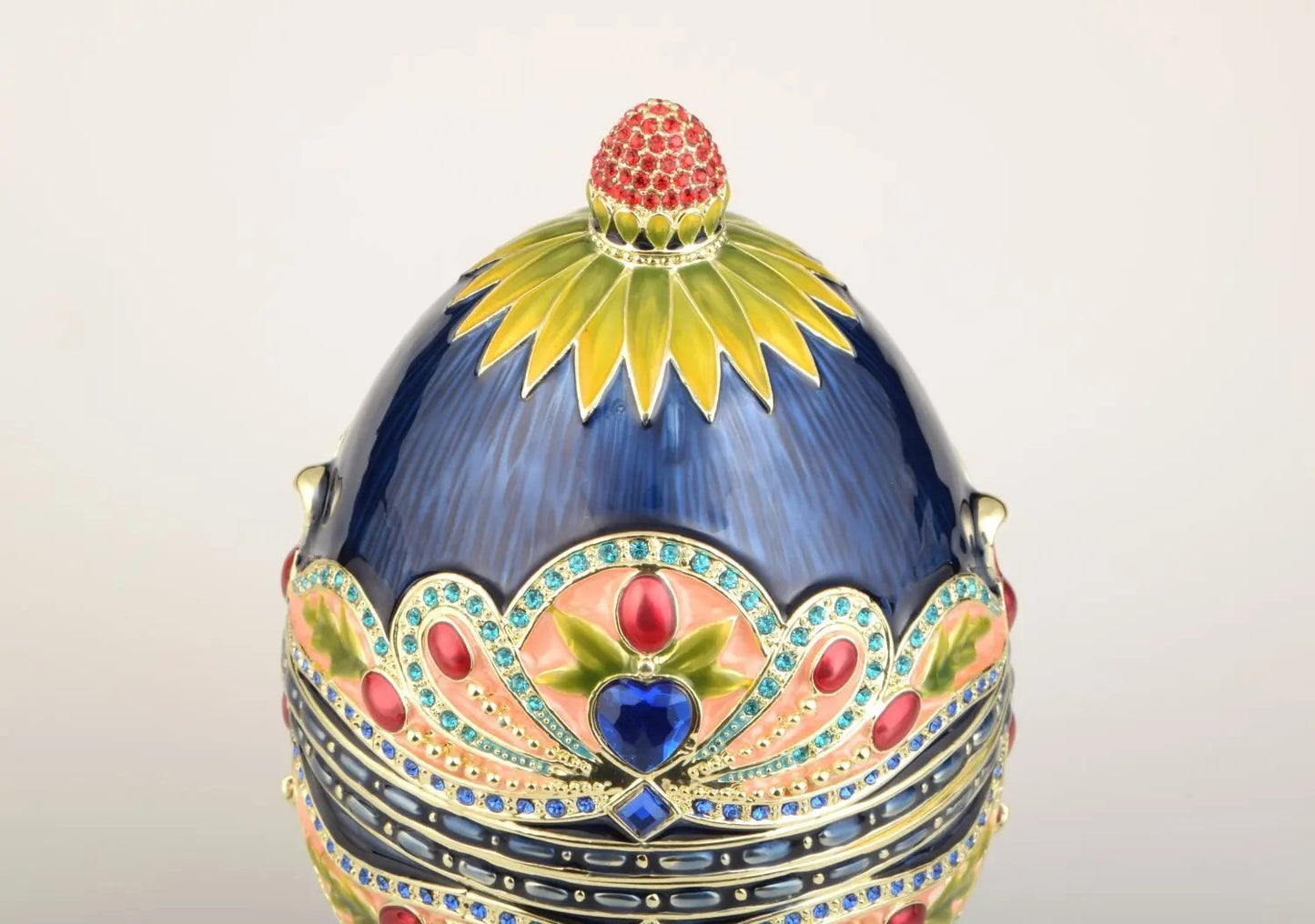 Blue Colorful Russian Faberge Style Egg Decorated Orchid Menoetius
