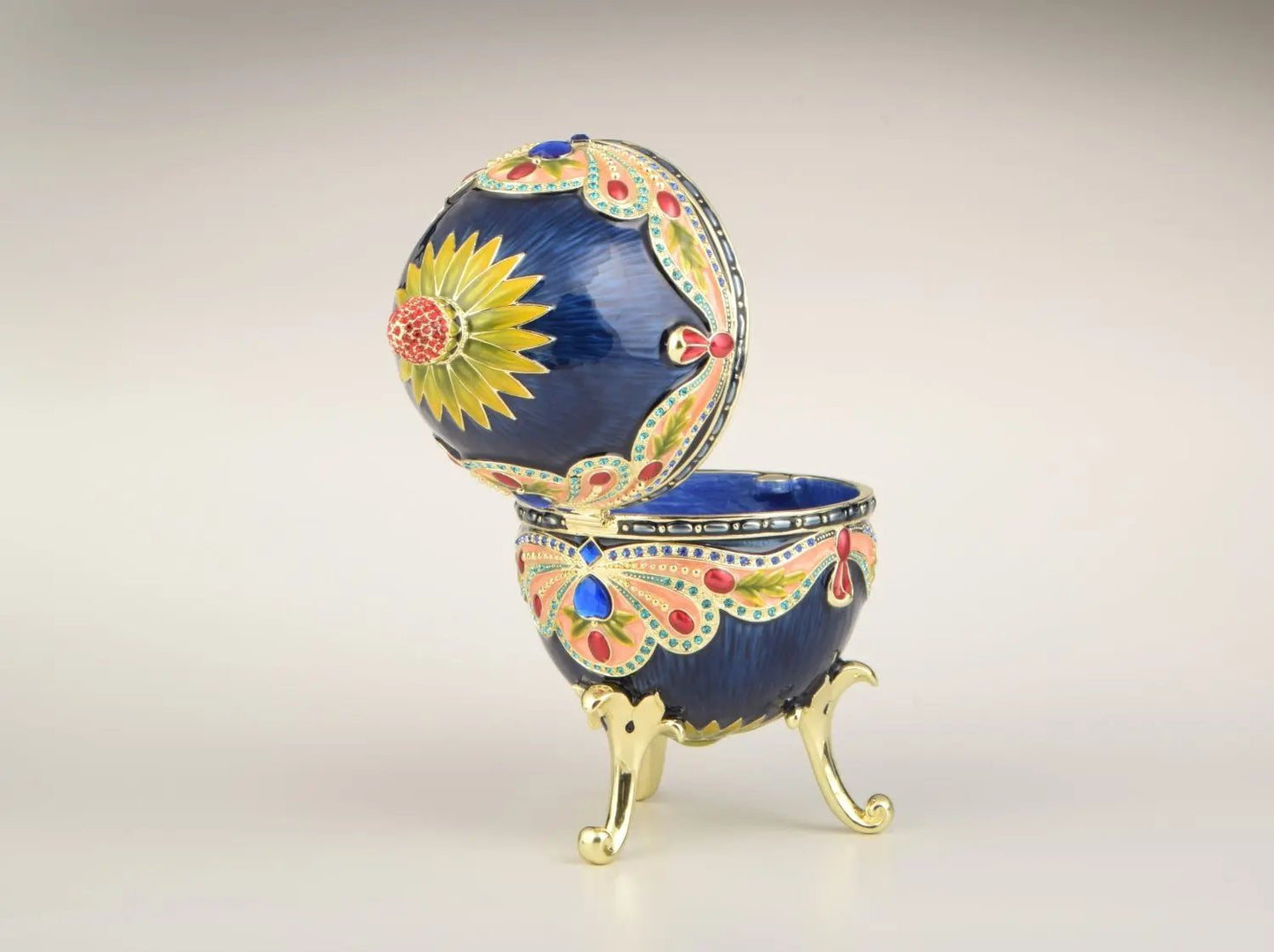 Blue Colorful Russian Faberge Style Egg Decorated Orchid Menoetius