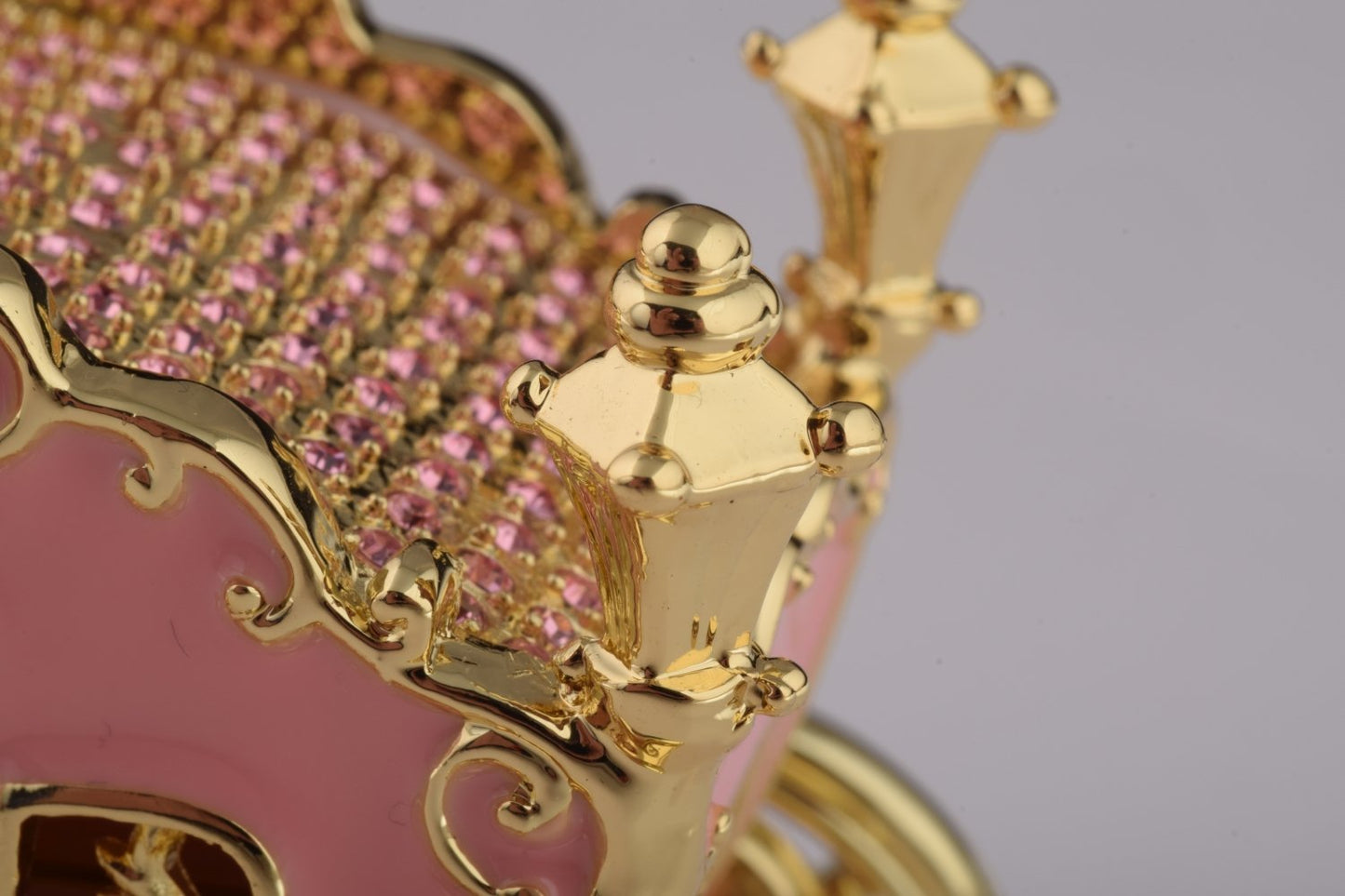 Golden Pink Carriage - Handcrafted Enamel Trinket Box Orchid Menoetius