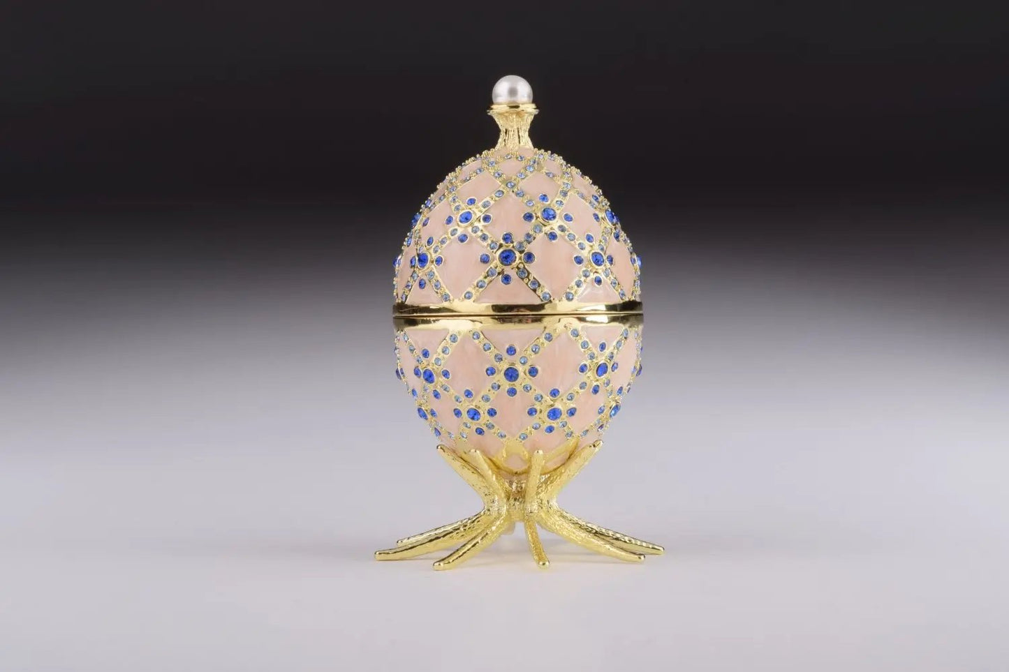 Pink Faberge Egg with Clock - Luxury Handcrafted Crystal Ornament Orchid Menoetius
