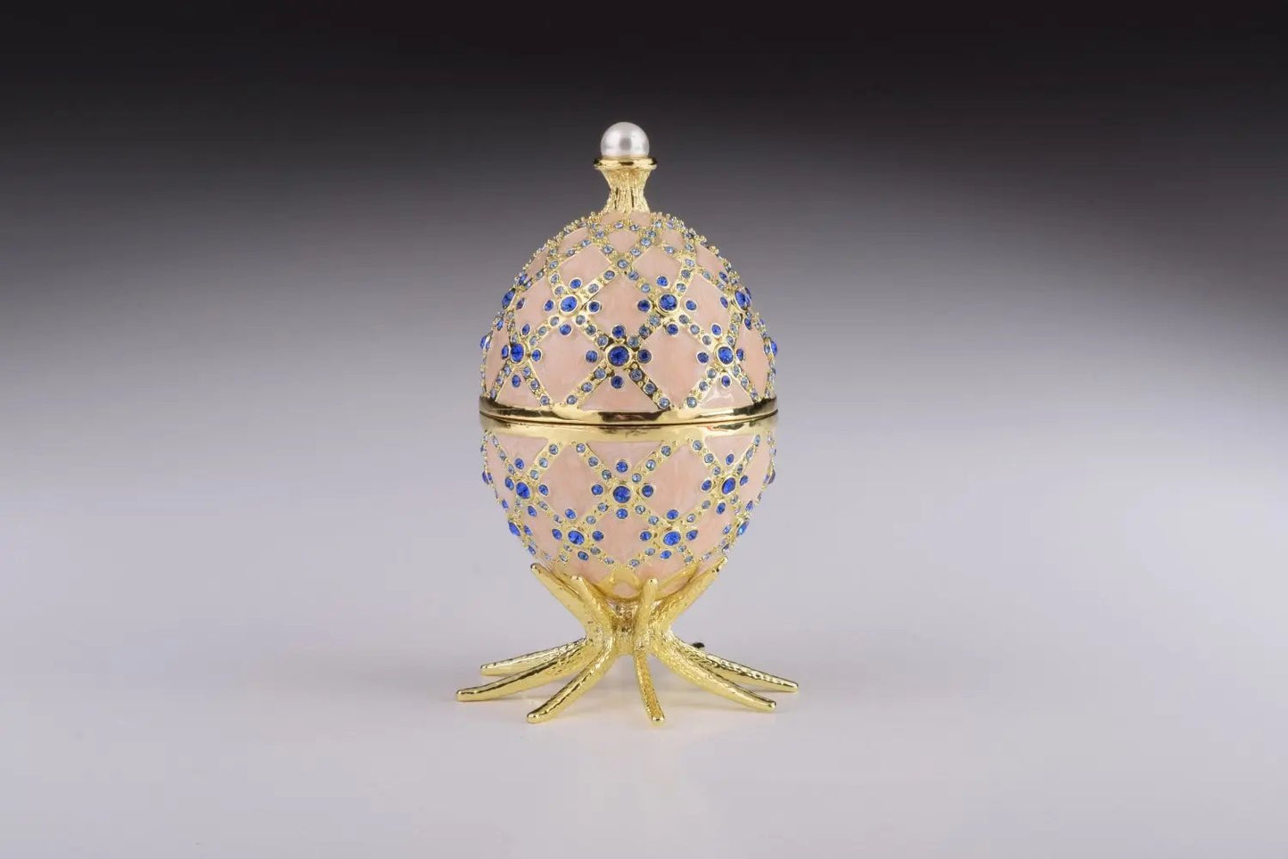 Pink Faberge Egg with Clock - Luxury Handcrafted Crystal Ornament Orchid Menoetius