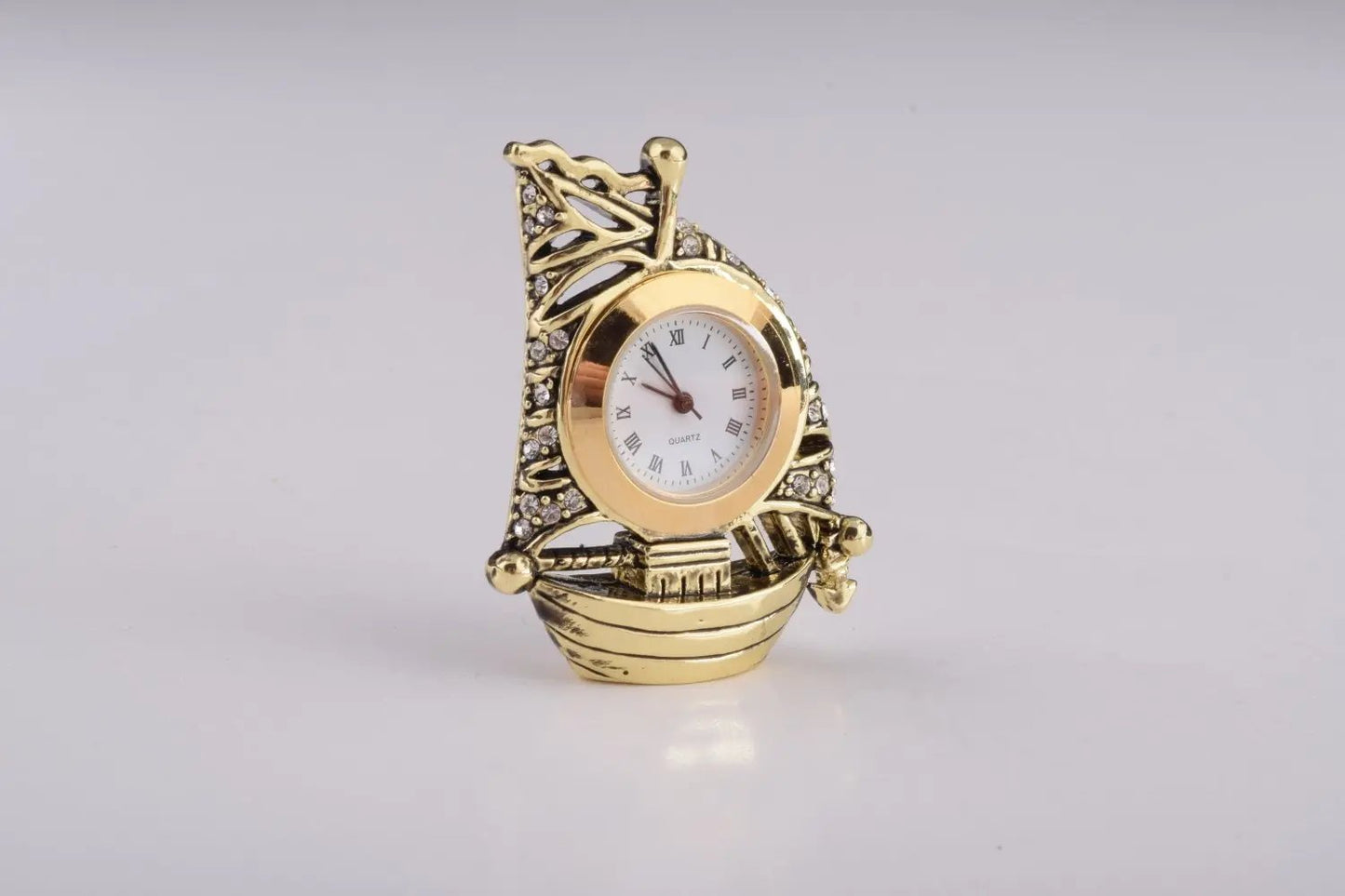 Pink Faberge Egg with Clock - Luxury Handcrafted Crystal Ornament Orchid Menoetius