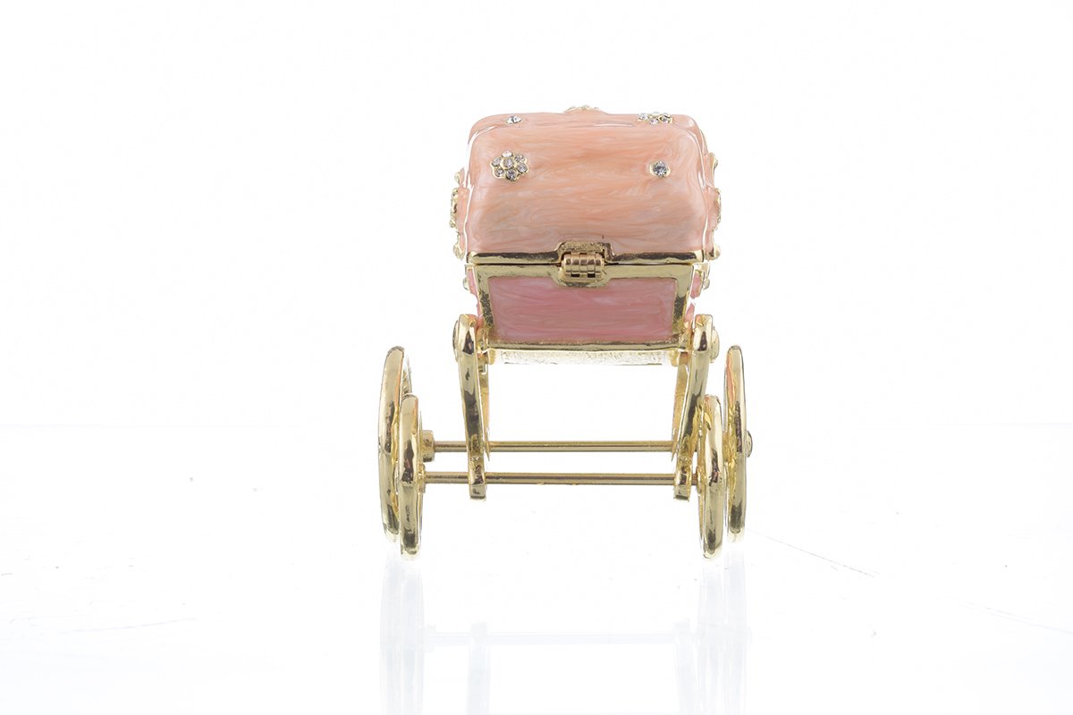 Pink Baby Carriage - Handcrafted Enamel Keepsake Box Orchid Menoetius