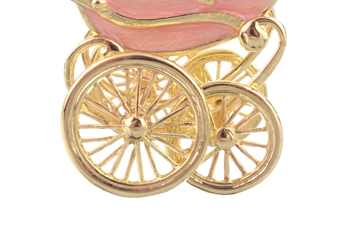 Pink Baby Carriage - Handcrafted Enamel Keepsake Box Orchid Menoetius