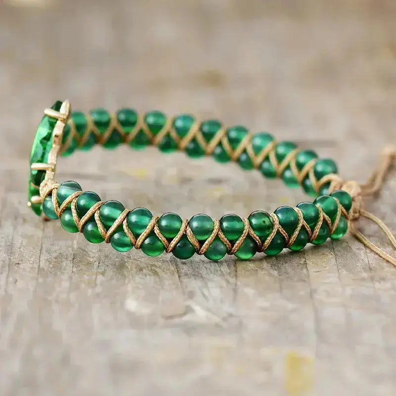 Green Agate Crystal Butterfly Bracelet Copper Pallas
