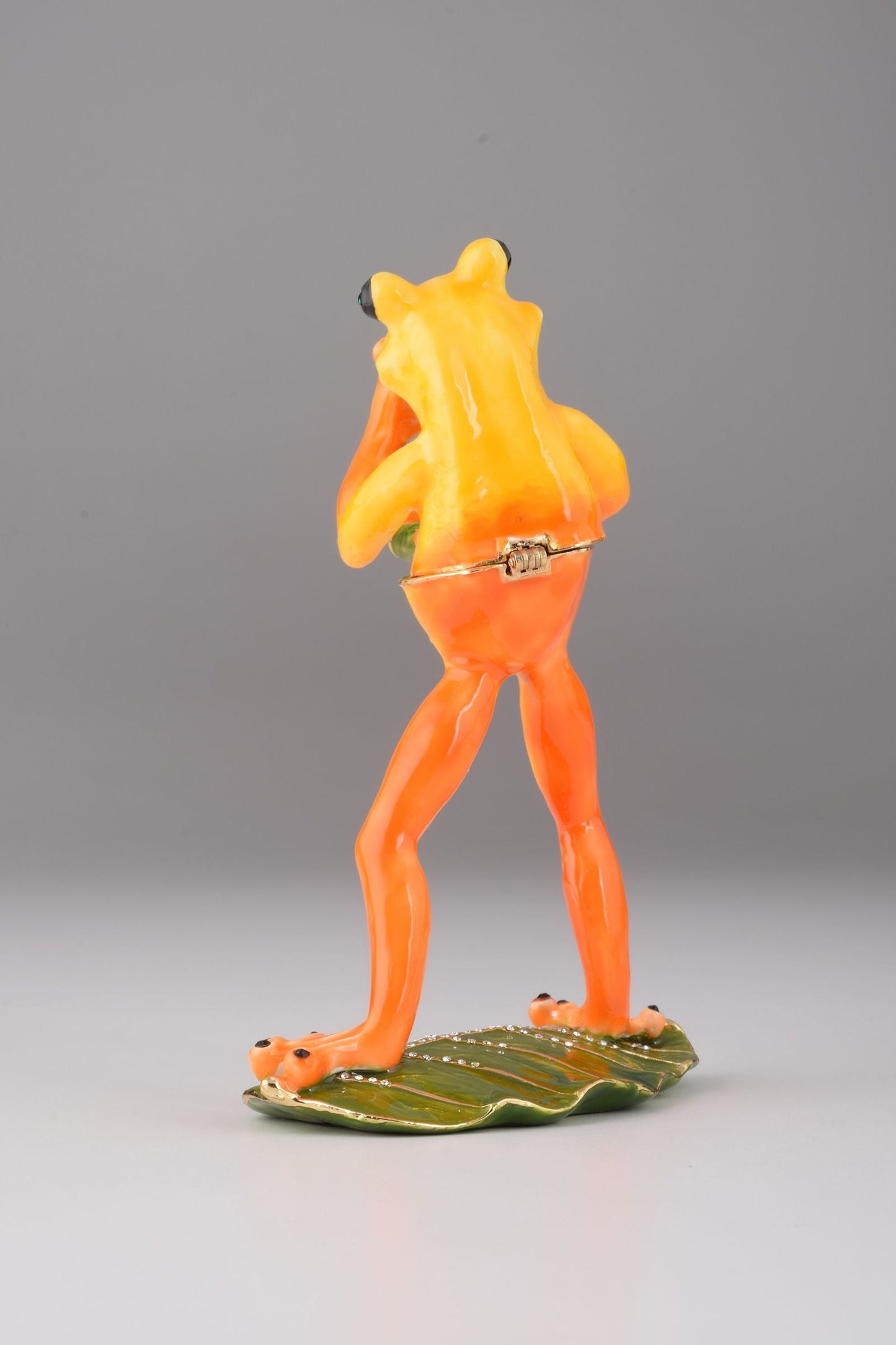 Frog Playing a Saxophone - Handcrafted Enamel Musician Figurine Orchid Menoetius
