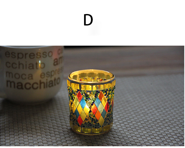 Handmade Mosaic Glass Candle Holders for Tealight & Votive Candles Fuchsia Molly