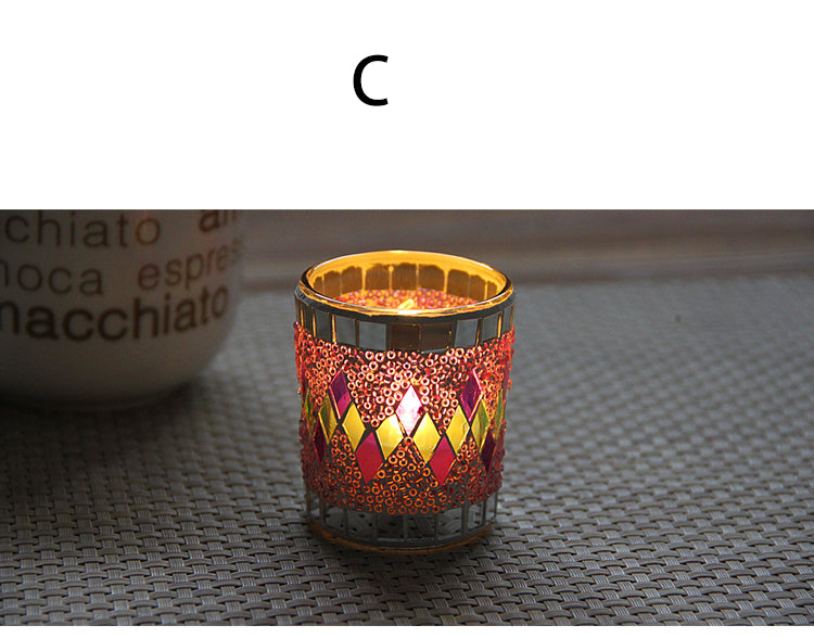 Handmade Mosaic Glass Candle Holders for Tealight & Votive Candles Fuchsia Molly