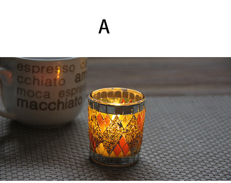 Handmade Mosaic Glass Candle Holders for Tealight & Votive Candles Fuchsia Molly