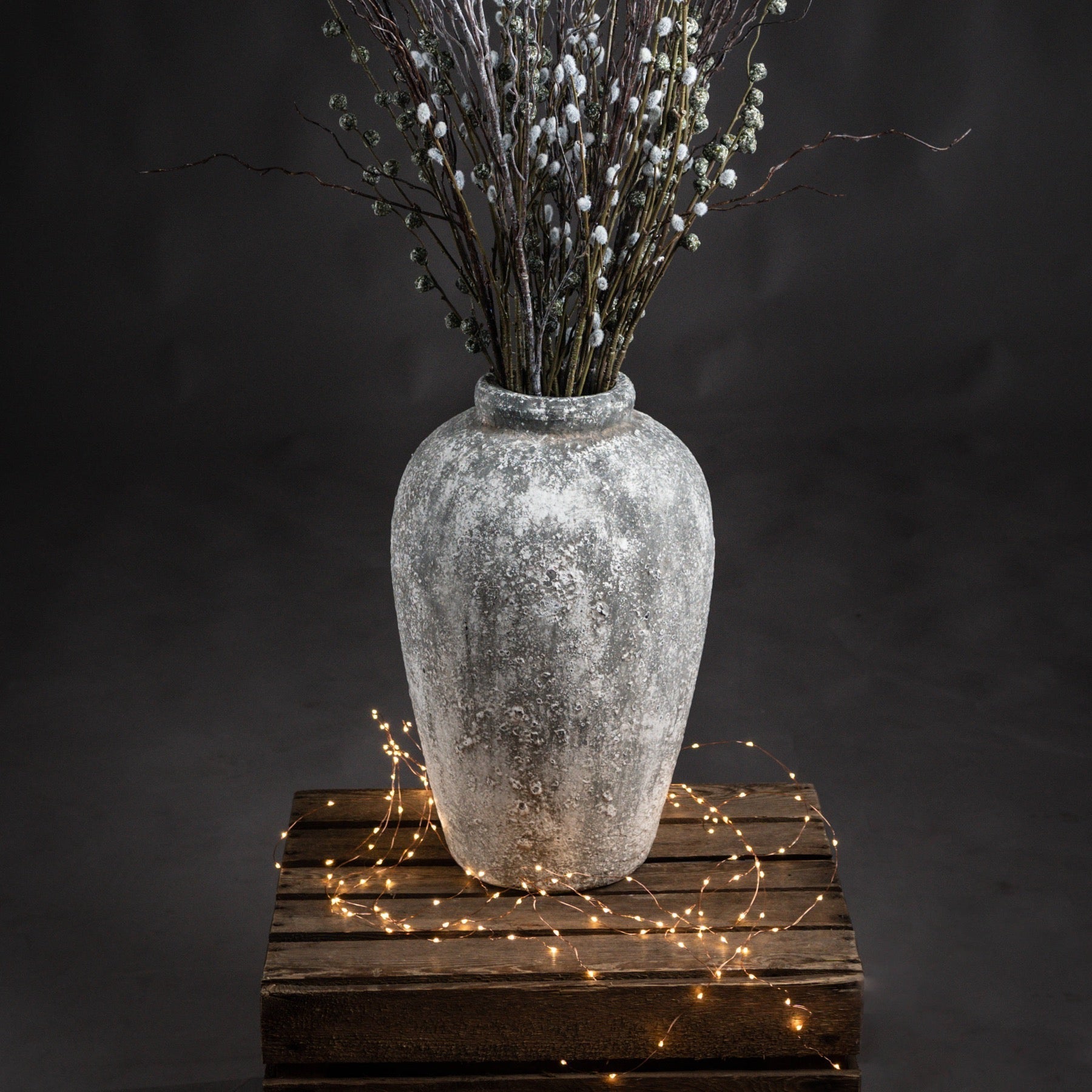 Aged Stone Tall Ceramic Vase Copper Pallas