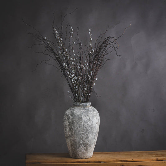 Aged Stone Tall Ceramic Vase Copper Pallas