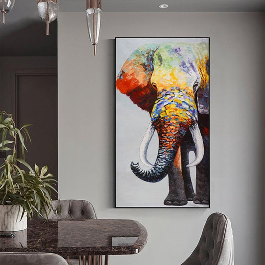 Elephant Oil Painting Canvas Animal Wall Home Living Room Decor White Elephant Shopper