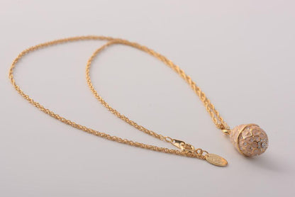Light Pink Egg Pendant Necklace - Handcrafted Enamel Jewelry Orchid Menoetius