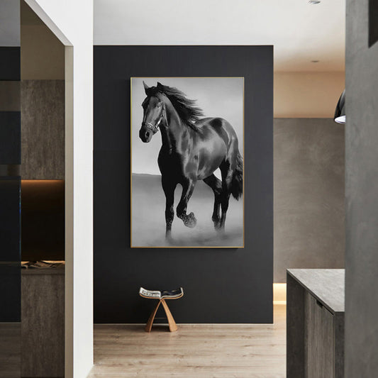 Art Canvas Animal Dark Horse Wall Art Living Room Home Decor White Elephant Shopper