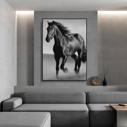 Art Canvas Animal Dark Horse Wall Art Living Room Home Decor White Elephant Shopper