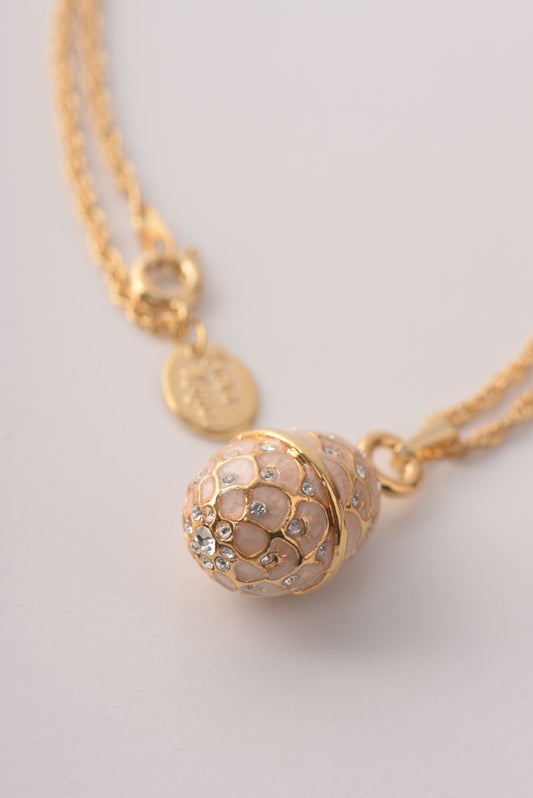 Light Pink Egg Pendant Necklace - Handcrafted Enamel Jewelry Orchid Menoetius