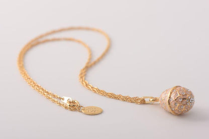 Light Pink Egg Pendant Necklace - Handcrafted Enamel Jewelry Orchid Menoetius