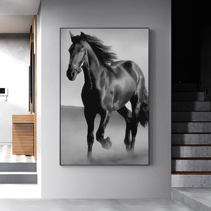 Art Canvas Animal Dark Horse Wall Art Living Room Home Decor White Elephant Shopper