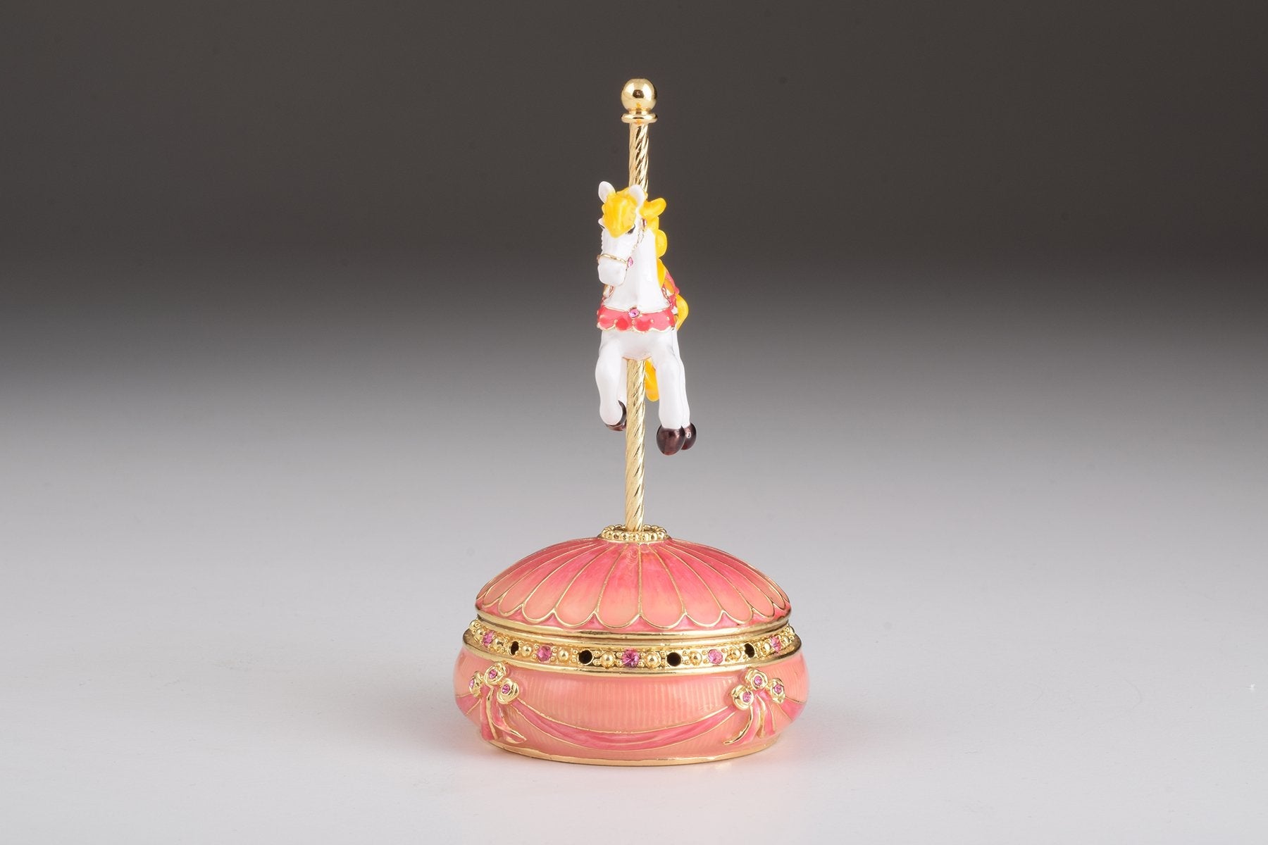 Pink Wind-Up Musical Carousel - Handcrafted Decorative Box Orchid Menoetius