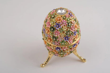Gold with Colorful Flowers Easter Egg – Decorative Collectible Box Orchid Menoetius