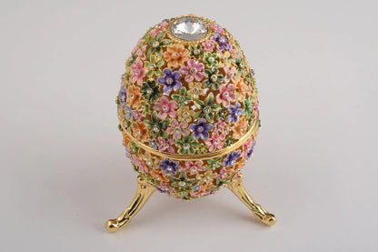 Gold with Colorful Flowers Easter Egg – Decorative Collectible Box Orchid Menoetius