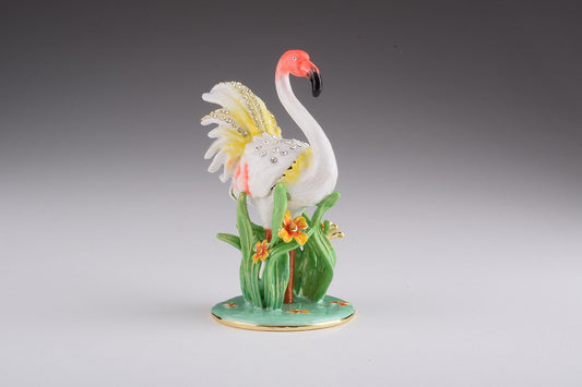 White Flamingo - Handcrafted Enamel Trinket Box Orchid Menoetius