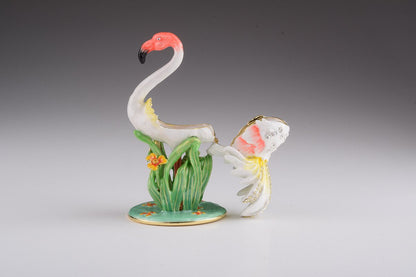 White Flamingo - Handcrafted Enamel Trinket Box Orchid Menoetius