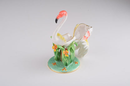 White Flamingo - Handcrafted Enamel Trinket Box Orchid Menoetius