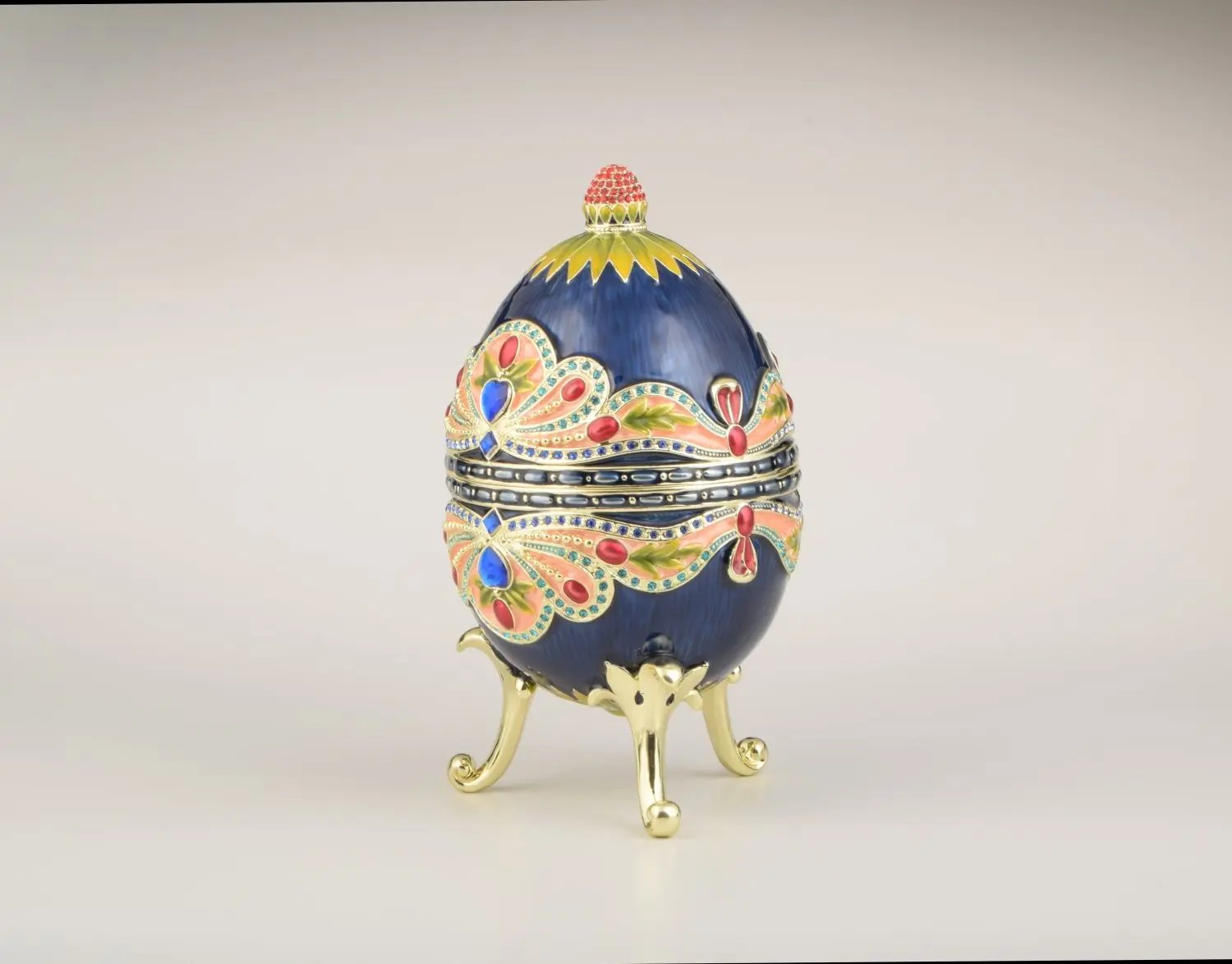 Blue Colorful Russian Faberge Style Egg Decorated Orchid Menoetius