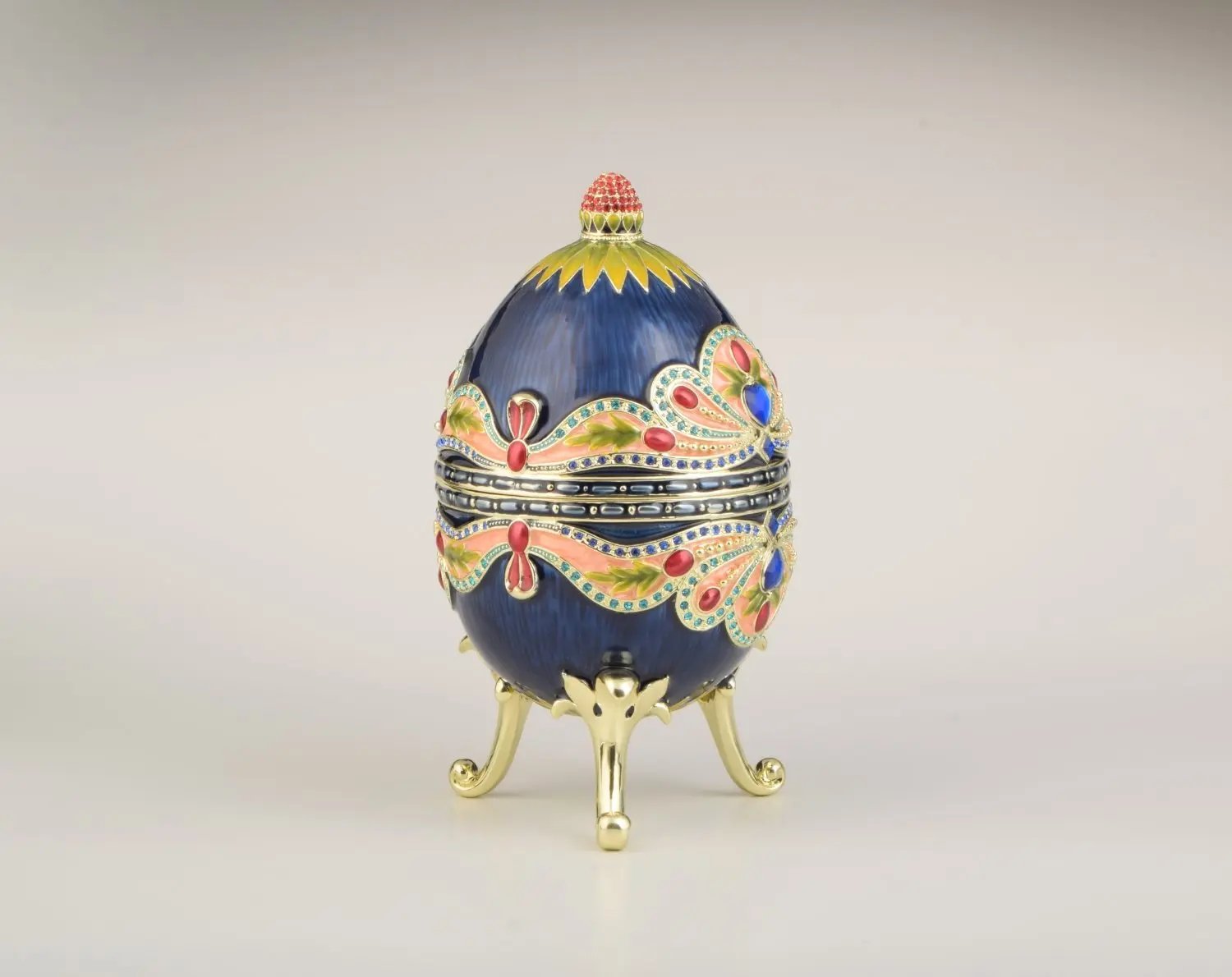 Blue Colorful Russian Faberge Style Egg Decorated Orchid Menoetius