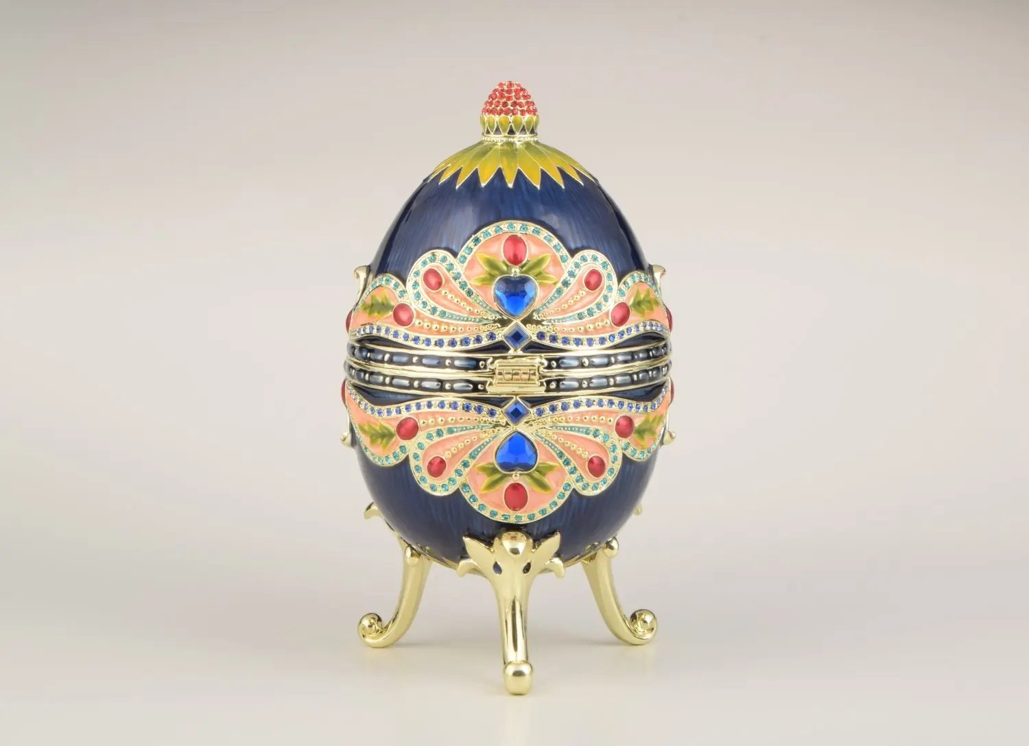 Blue Colorful Russian Faberge Style Egg Decorated Orchid Menoetius