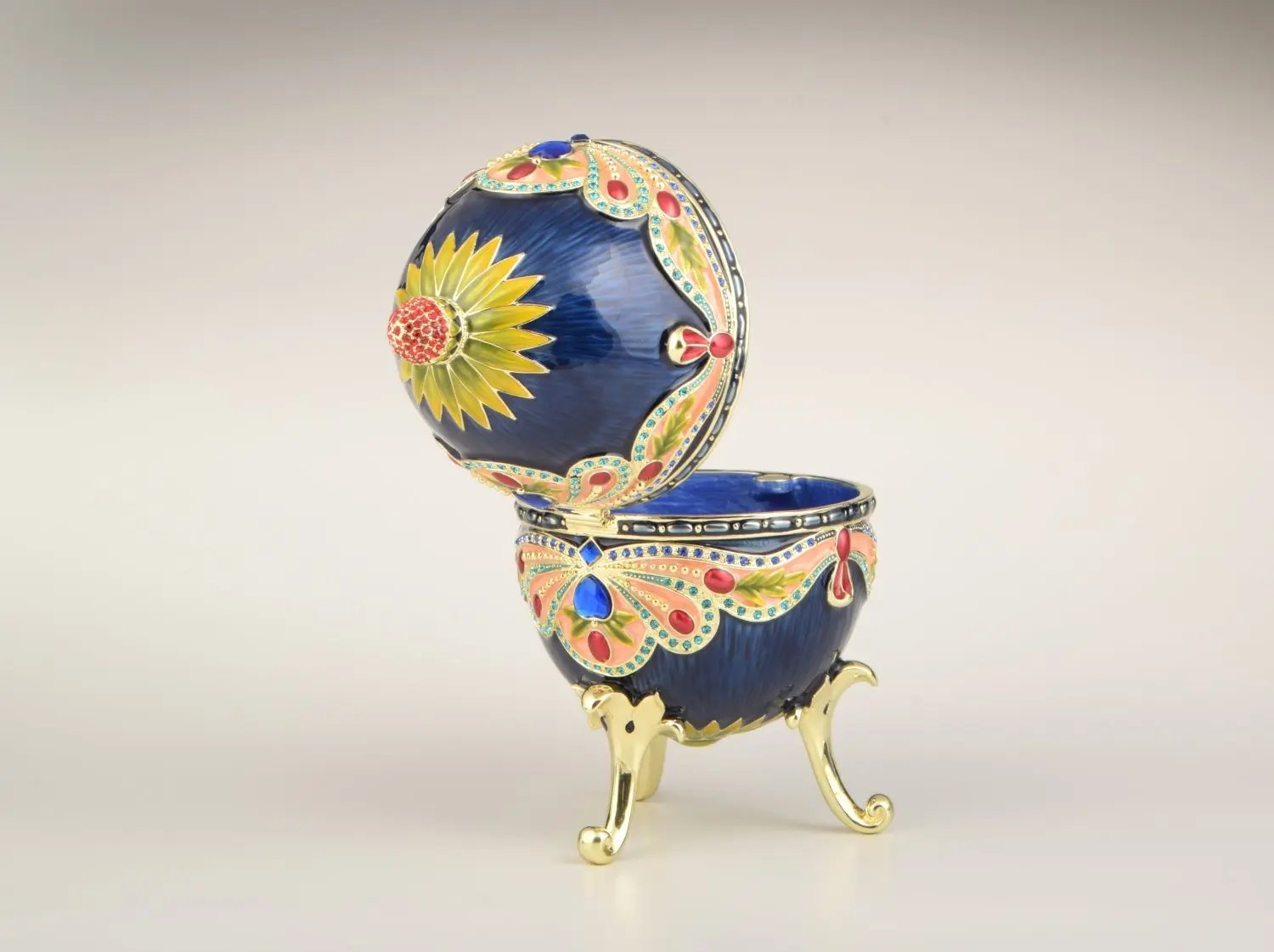 Blue Colorful Russian Faberge Style Egg Decorated Orchid Menoetius