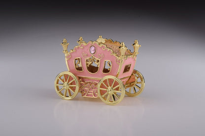 Golden Pink Carriage - Handcrafted Enamel Trinket Box Orchid Menoetius