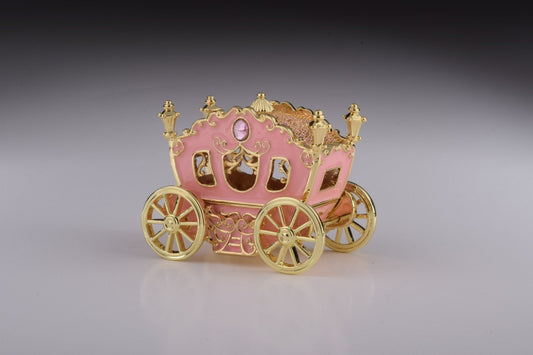 Golden Pink Carriage - Handcrafted Enamel Trinket Box Orchid Menoetius