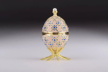 Pink Faberge Egg with Clock - Luxury Handcrafted Crystal Ornament Orchid Menoetius