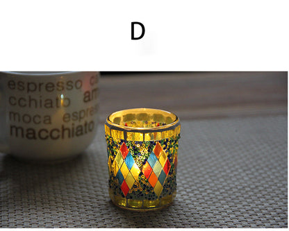 Handmade Mosaic Glass Candle Holders for Tealight & Votive Candles Fuchsia Molly