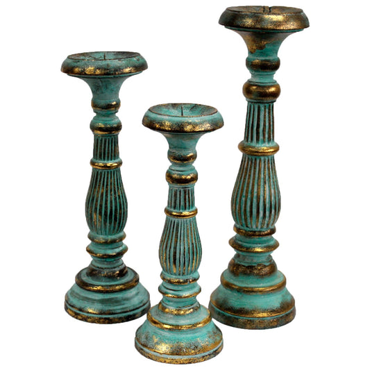 Vintage Candle Stands Turquoise Copper Pallas